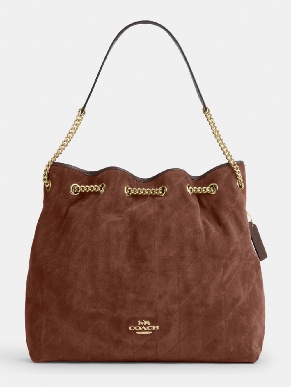 🤎New Coach Large Evelyn in Warm Brown Suede (Sold Out)